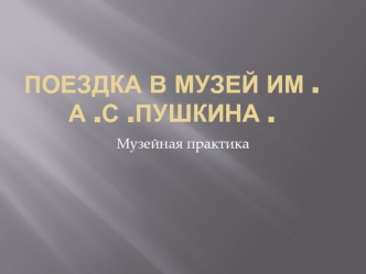 Поездка в музей имени А.С. Пушкина. Музейная практика