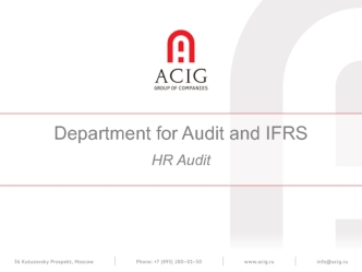 Department for Audit and IFRS HR Audit