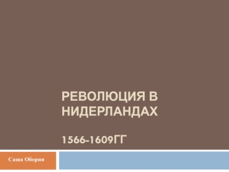 Революция в Нидерландах 1566 - 1609 годов