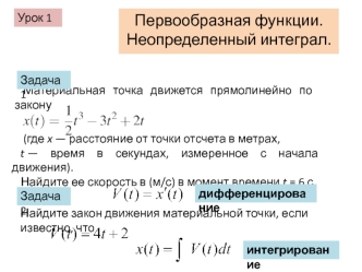 Первообразная функции. Неопределенный интеграл