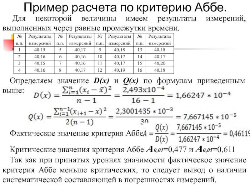 Измерение систематической составляющей погрешности