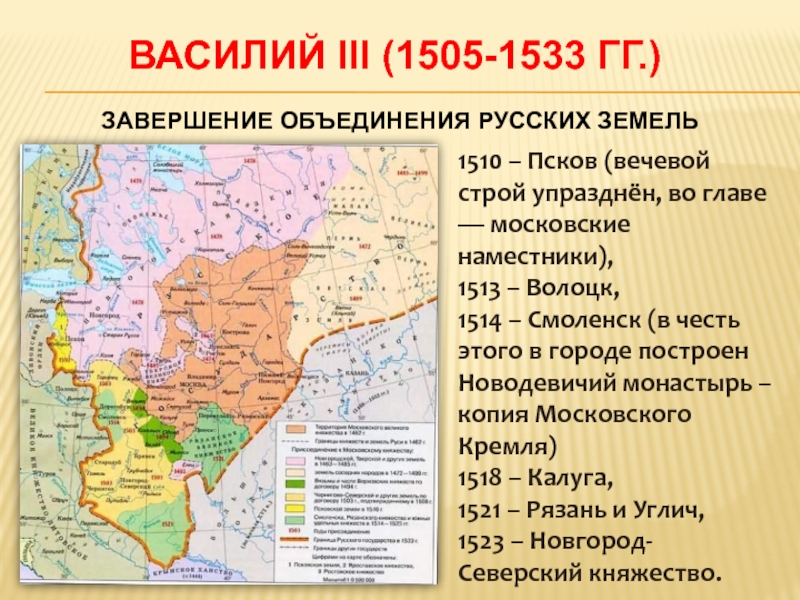 Контурная карта объединение русских земель в единое государство 1462 1505 карта