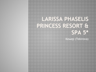 Отель LARISSA PHASELIS PRINCESS RESORT. Инфраструктура