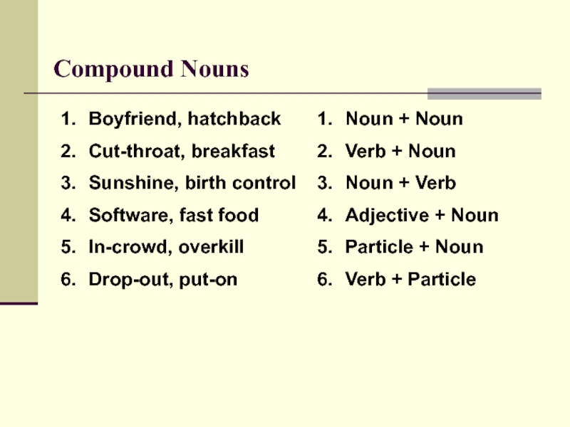 Match the words to compound nouns