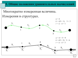 Общие положения уравнительных вычислений. Многократно измеренная величина. Измерения в структурах