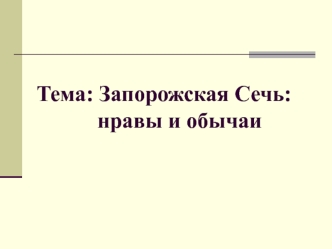 Запорожская Сечь: нравы и обычаи