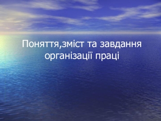 Поняття, зміст та завдання організації праці