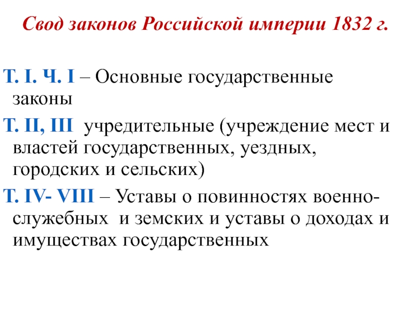 Свод законов российской империи презентация