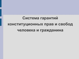 Система гарантий конституционных прав и свобод человека и гражданина