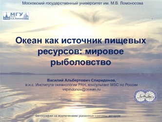 Океан как источник пищевых ресурсов: мировое рыболовство