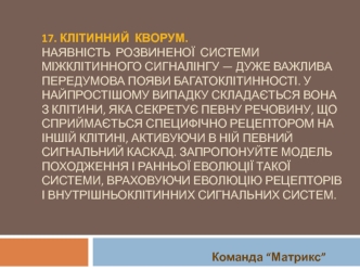 Клітинний кворум. Наявність розвиненої системи міжклітинного сигналінгу