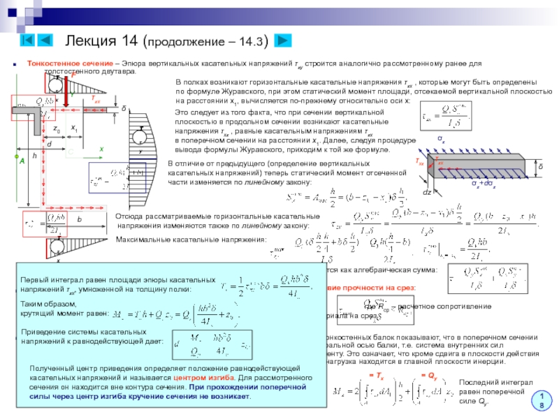 Касательное напряжение действует