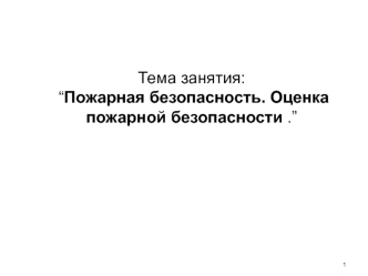 Пожарная безопасность. Оценка пожарной безопасности