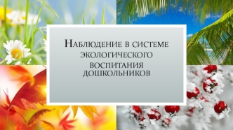 Наблюдение в системе экологического воспитания дошкольников