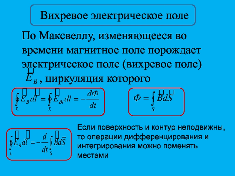 Во сколько раз изменится магнитный. Изменяющееся магнитное поле порождает вихревое электрическое поле. Вихревое и электростатическое поле. Вихревое электрическое поле. Вихревое электрическое и магнитное поля.