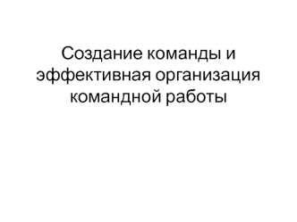 Создание команды и эффективная организация командной деятельности