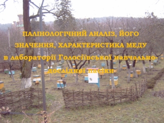 Палінологічний аналіз, його значення, характеристика меду в лабораторії Голосіївської навчально­дослідної пасіки