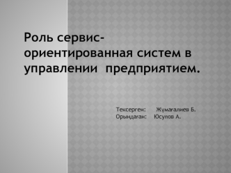 Роль сервис-ориентированной системы в управлении предприятием