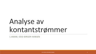 Analyse av kontantstrømmer