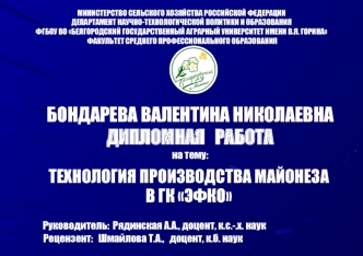 Технология производства майонеза в ГК Эфко