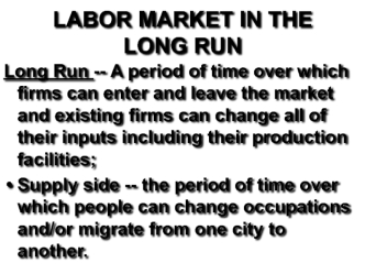 Labor market in the long run