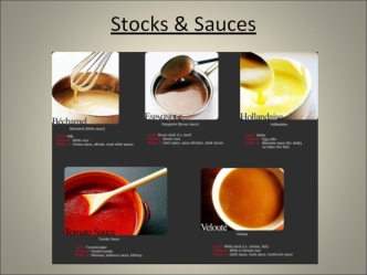 Food commodities. Stocks & sauces