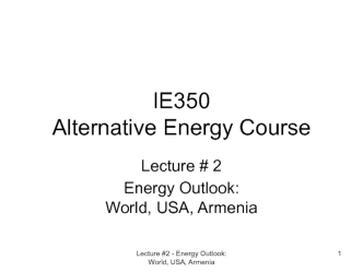 IE350 Alternative Energy Course