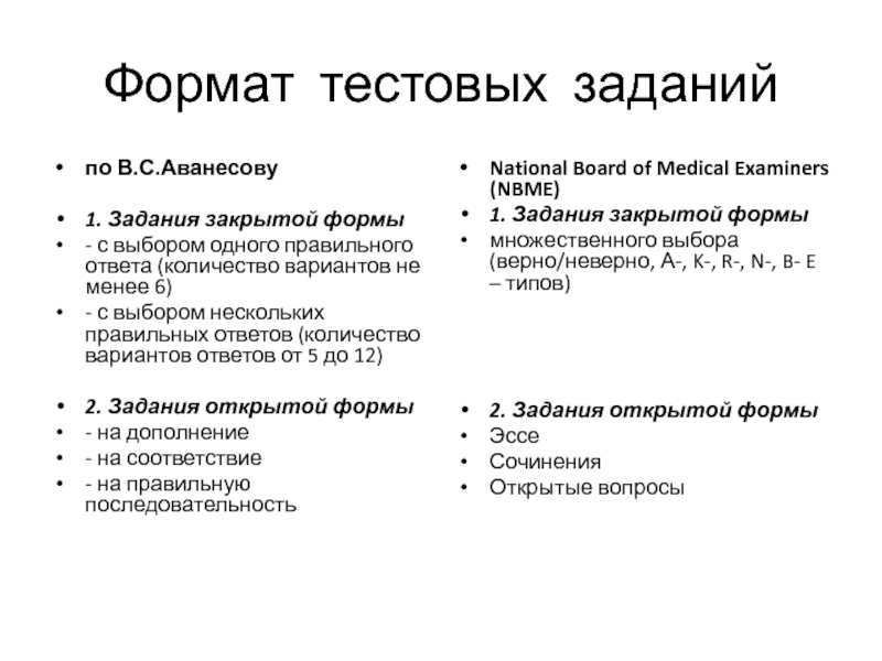 Тестовые задания с выбором одного правильного ответа