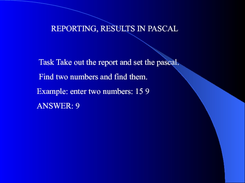 Reporting results