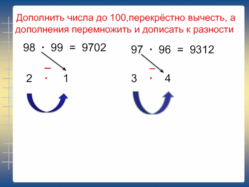 Дополни числа. Умножение с помощью опорного числа. Умножение с опорным числом. Дополнить число. Счет с опорным числом.