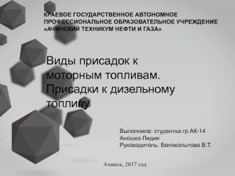 Виды присадок к моторным топливам. Присадки к дизельному топливу