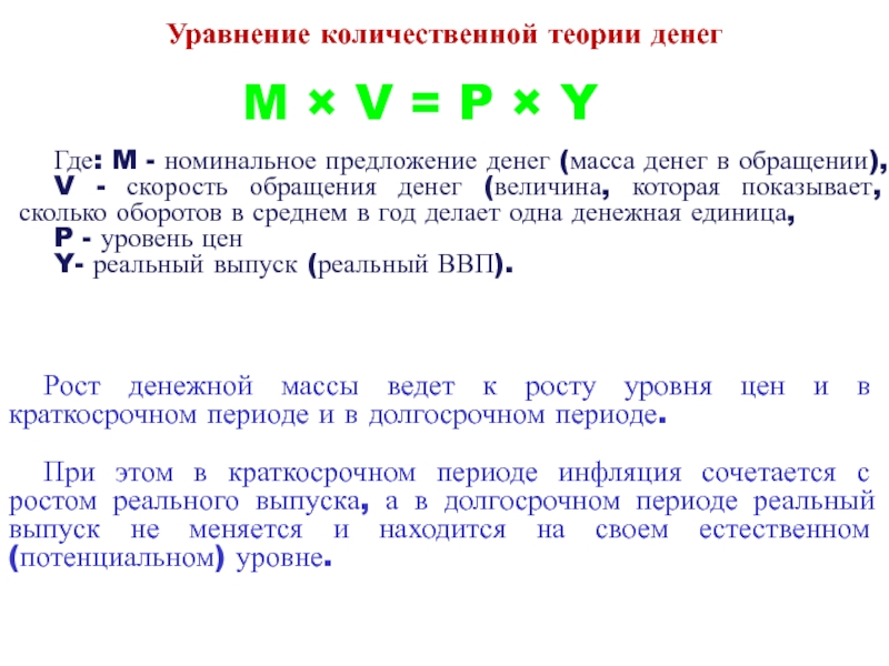 Номинальное предложение. Количественная теория денег. Уравнение количественной теории денег. Количественная теория денег формула. Количественная теория денег представители.