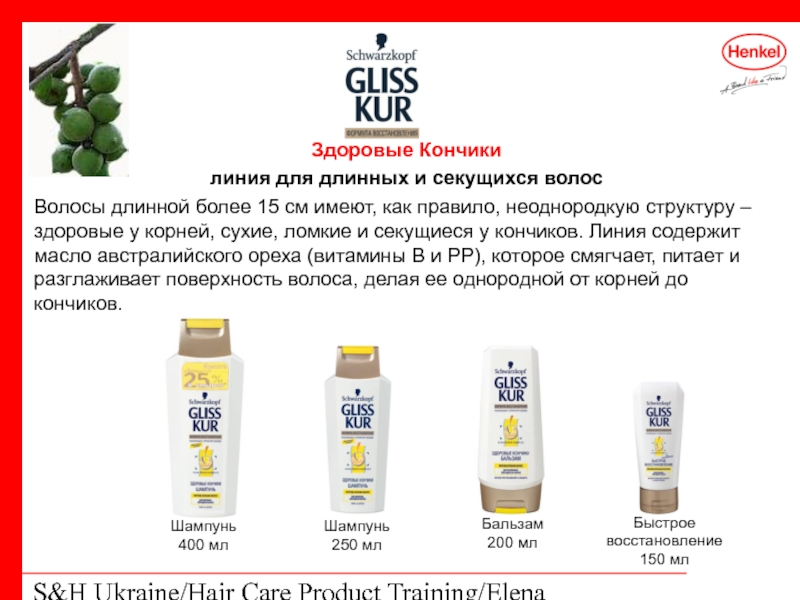 S&H Ukraine/Hair Care Product Training/Elena Kohtyuk Здоровые Кончики линия для длинных и