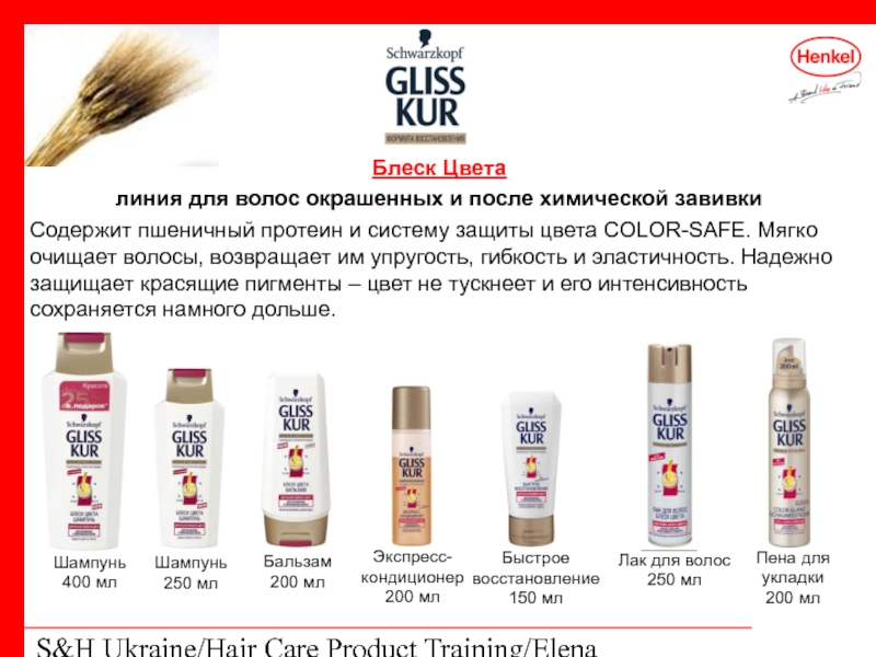 S&H Ukraine/Hair Care Product Training/Elena Kohtyuk Блеск Цвета  линия для волос