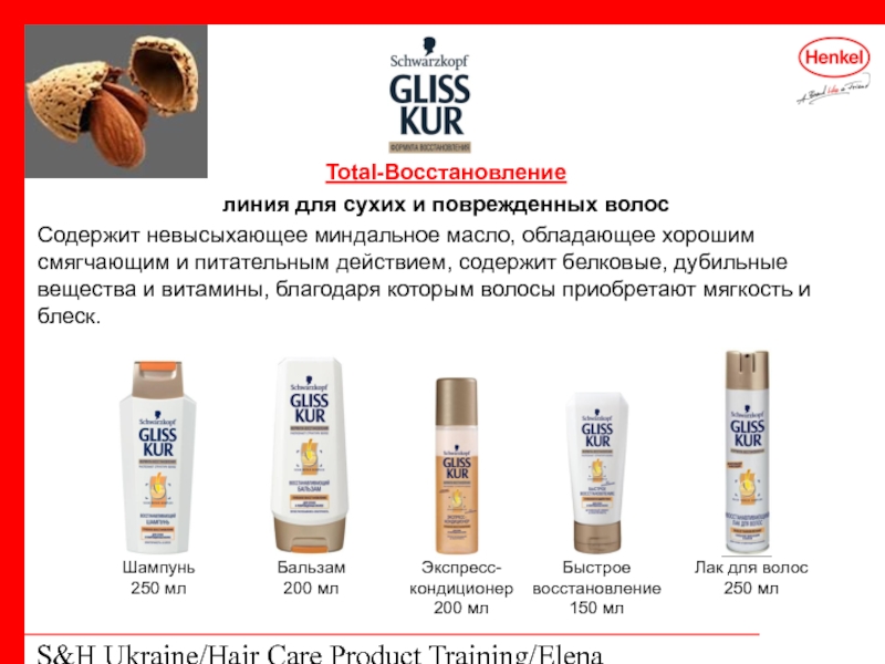 S&H Ukraine/Hair Care Product Training/Elena Kohtyuk Total-Восстановление линия для сухих и поврежденных