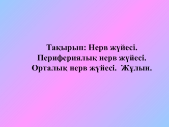 Нерв жүйесі. Перифериялық нерв жүйесі. Орталық нерв жүйесі. Жұлын