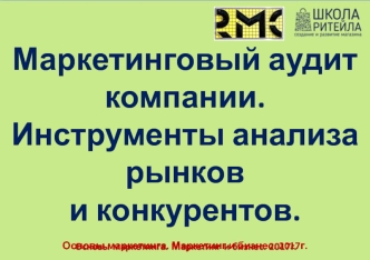 Маркетинговый аудит компании. Инструменты анализа рынков и конкурентов