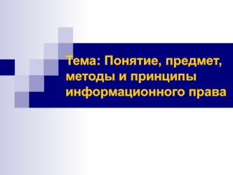 Понятие, предмет, методы и принципы информационного права