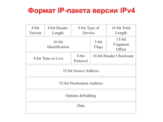 Формат IP-пакета версии IPv4