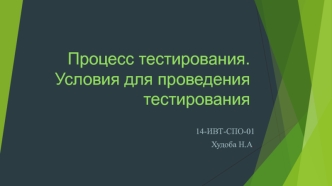 Процесс тестирования. Условия для проведения тестирования