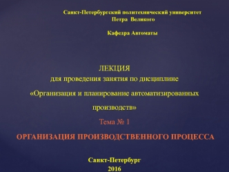 Организация производственного процесса (ОПАП, тема № 1)