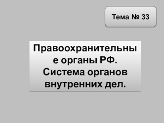 Правоохранительные органы РФ. Система органов внутренних дел