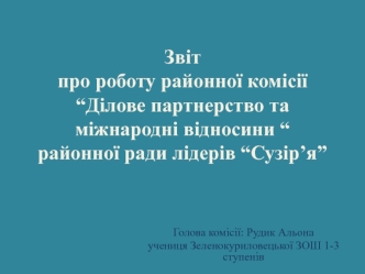 Ділове партнерство та міжнародні відносини районної ради лідерів “Сузір’я”