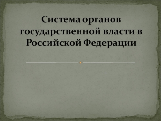 Система органов государственной власти в Российской Федерации