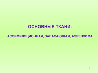 Основные ткани: ассимиляционная, запасающая, аэренхима