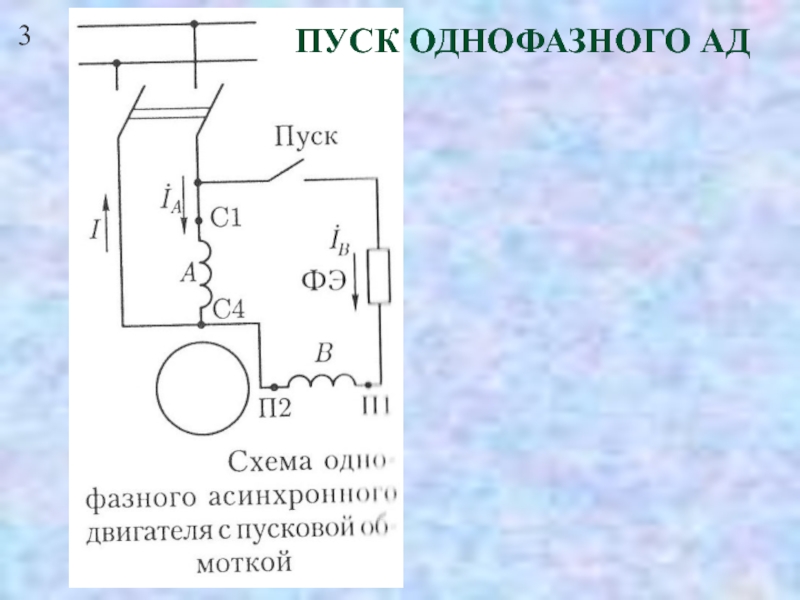 Схема однофазного асинхронного двигателя с коллектором