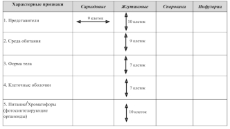 Таблица по простейшим. Саркодовые, жгутиковые, споровики, инфузории