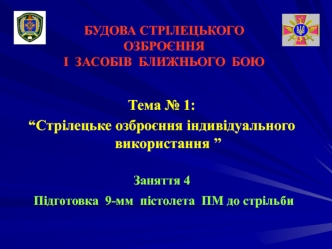 Підготовка 9-мм пістолета ПМ до стрільби (Заняття 1.4)