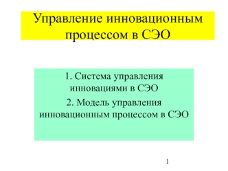 Управление инновационным процессом в СЭО