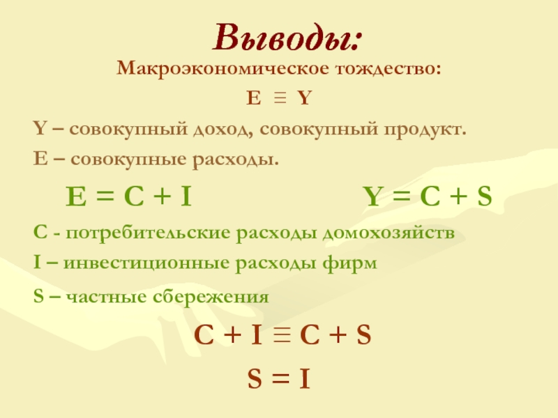 Инвестиции равны частным сбережениям